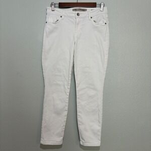 Guess Los Angeles 1981 White Crop Mid Rise Skinny Jeans W27